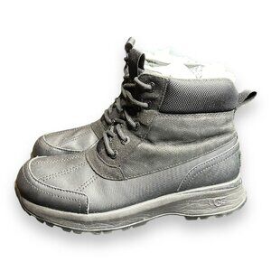 UGG EMMETT DUCK‎ BOOT BLACK LEATHER WATERPROOF LACE UP MEN'S BOOTS US SIZE 7